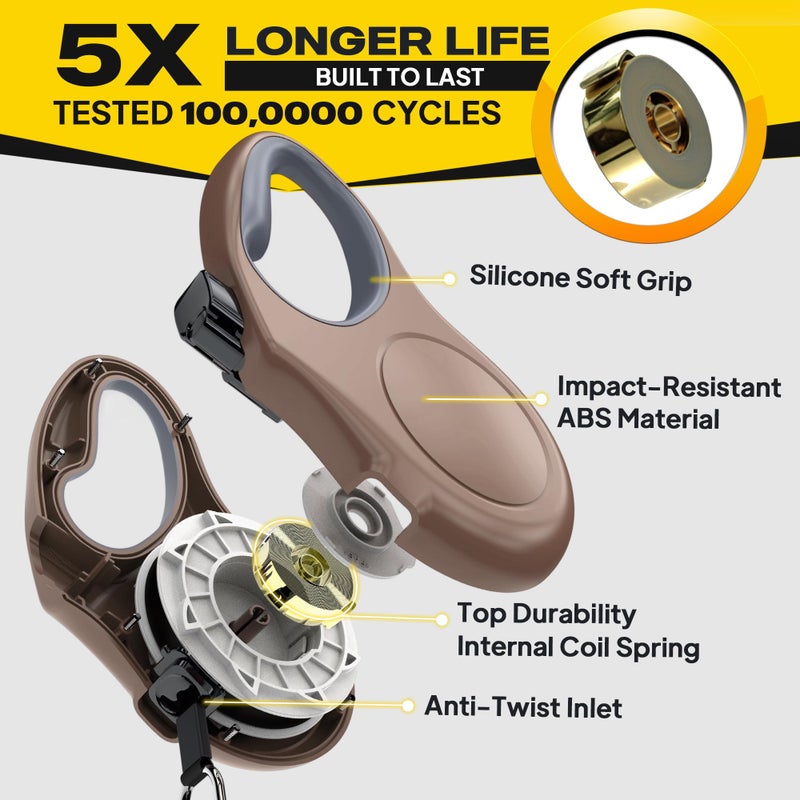 Fida Retractable Dog Leash, 16 ft Dog Walking Leash for Small and Medium Dogs up to 44lbs, 360Â° Tangle Free, Coffee/Brown - Image 4